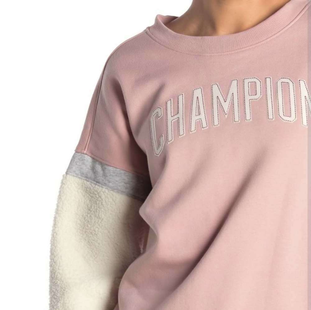 Champion Crew Neck Sweater Faux Shearling
